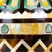 Bronze - Young pen shell background - Gold mother of pearl & jade outline