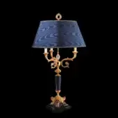 Exquisite Laudarte Cariti table lamp handcrafted in bronze with 24K ancient gold plating and a lapis lazuli column with crystal insert