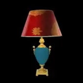 Azur Craquelé - Blue Azur ceramic body - Red Roi Soleil lampshade Premium fabric