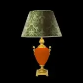 Sunset Craquelé - Red Sunset ceramic body - Acanto Green lampshade Premium fabric