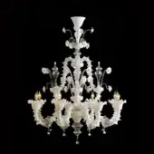 Murano Glass with handmade white flowers & details