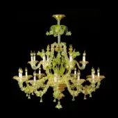 Murano Glass external structure - 24K Gold Plated internal structure - Gold & Green handmade flowers and details
