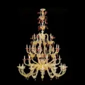 Murano Glass external structure with Red & Gold flowers - 24K Gold Plated internal structure