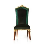 Lavish Zanaboni S/4200 chair crafted with dark green velvet and reddish-brown wood with satin finish and ornate gold detailing