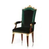 Distinguished Zanaboni P/4200 chair crafted with deep green velvet upholstery and rosewood with gold effect finish