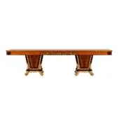 Lavish Zanaboni T/4200-300 table crafted in warm brown wood with gilded detailing and glossy sheen