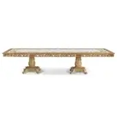 Exquisite Zanaboni T/5000 table built with hand-carved solid wood and spectacular inlaid marble with gold accents