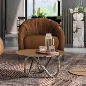 Distinguished Borzalino Flow coffee table with transparent glass tabletop and subtly textured, curved brushed metal base crafted in Italy