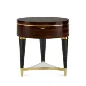Exceptional Zanaboni A/302-NT nightstand crafted in ebony and ziricote woods with polished brass accents and a precious marble insert with glossy finish