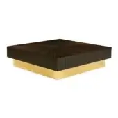 Elegant Zanaboni T160 coffee table with glossy ebony tabletop and polished brass base crafted in Italy