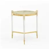 Superior Zanaboni T223/S side table with Patagonia marble top and linear brass in satin-finished transparent plexiglass