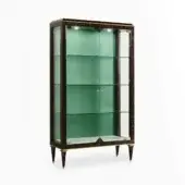Exclusive Zanaboni B/5410 showcase crafted in exotic palm wood with luminous brass accents and marble base