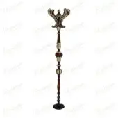 Distinguished Modenese Noble Etiquette coat stand crafted in polished wood with a glossy reddish-brown and creamy-beige finish and sculpted floral motifs