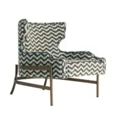 Distinguished Zanaboni Atelier lounge chair with textured geometric textile upholstery and bronzed metal structure