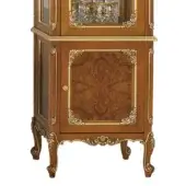 Classic walnut finish, with radica panels and gold leaf details