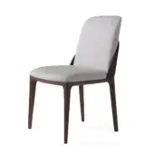 Exceptional Zanaboni Tweet chair with neutral gray textile upholstery and satin smoke-stained ash wood frame