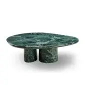 Elegant Zanaboni Cloud coffee table crafted in Verde Alpi marble with polished stone and cylindrical legs