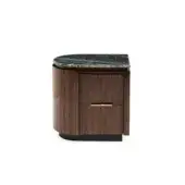 Exceptional Zanaboni Bea nightstand crafted with striped glossy rosewood and cool marble exhibiting green veining