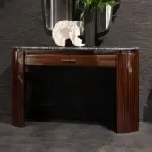 Distinguished Zanaboni Bea dresser crafted with striped glossy rosewood and a magnificent marble top in cool gray tones