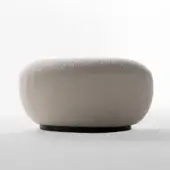 Exceptional Zanaboni Carol ottoman crafted in Italy with textured beige bouclé textile and a sturdy wood structure