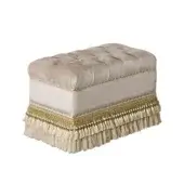 White velvet with matching capitonné buttons, gold trimming, white fringes