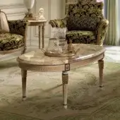 Distinguished Armando Rho A1422 coffee table crafted in Italy with antique walnut wood and striking green onyx top