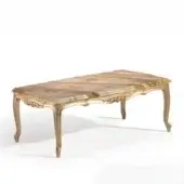 Lavish Armando Rho A1374 coffee table with luminous gold leaf and warm yellow marble top displays classic European design