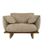 Superior Borzalino Connor lounge with warm beige textile upholstery and dark finished solid oak base