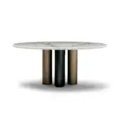 Exceptional Zanaboni Cloud table with grey veined marble top and glossy black lacquered pillar built with satin bronze legs