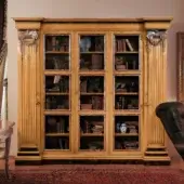 Distinguished Provasi 0690 bookcase crafted in noble cherrywood with silver leaf and black finish exhibiting detailed fluting