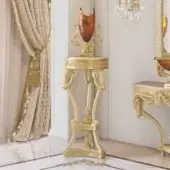 Exquisite Modenese Imperial Majesty Vase Stand crafted in Italy with cream color and ornate gold detailing