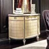 Superior Provasi 1502 sideboard crafted in Italy with noble maple wood, gilded hardware and a lustrous marble top