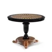 Exclusive Provasi 1218 Bistrot table crafted in wood with black painted finish and gilded striped detailing