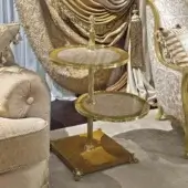 Exquisite Provasi 1508 side table crafted with gold-toned metal and ornate sculpted detailing offering a luminous finish