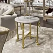 Exquisite Provasi 1718 side table crafted with polished brass structure and prestigious marble top