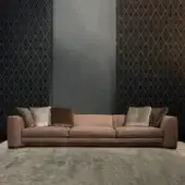 Distinguished Borzalino Franklin sofa upholstered in subtly textured matte dusty rose textile with deep cushioning and solid wood construction