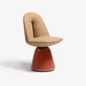 Distinguished Carpanese Home Bill chair crafted with wood and sandy beige textile upholstery with matte finish