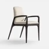 Distinguished Carpanese Home Birkin armchair crafted in light beige textile with dark satin finished solid ash wood