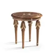 Distinguished Armando Rho A1348 side table crafted in cherry wood with walnut Persian burl and mother of pearl inlays