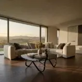 Distinguished Borzalino Franklin L sectional with neutral beige textile upholstery and subtly textured matte finish