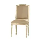 Distinguished Modenese Royal Symphony chair upholstered in blush fabric with off-white painted wood and bright gold gilding