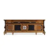 A1166 Sideboard - Central Decorative Medallion in Rock Cristal with Inlays in Ametist, Ruby & Brass