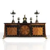 Distinguished Armando Rho A1171 sideboard crafted from solid bois de rose and ebony with ebony and bois de rose tone finish