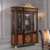 Exquisite Armando Rho A1172 cabinet crafted in bois de rose and ebony with gilded details and a deep black finish