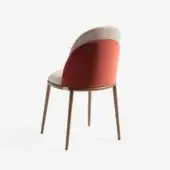 Distinctive Carpanese Home Georgette chair with reddish-orange and neutral beige textile upholstery and satin Bronze metal structure