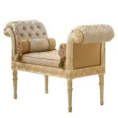 Cream and gold damask fabric with capitonné buttons