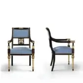 A1355 - Chair with Armrests - Gold Details & Legs