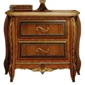 Classic walnut finish, with black lacquered details, antiqued gold leaf details and radica details