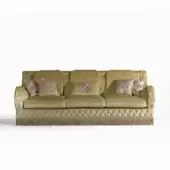 Lavish Armando Rho A1294 sofa upholstered in luminous green velvet with sculpted arms and ornate fringe detailing