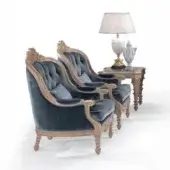 Exquisite Armando Rho A1316 lounge chair crafted with deep teal textured upholstery and radiant gold leaf finished wood